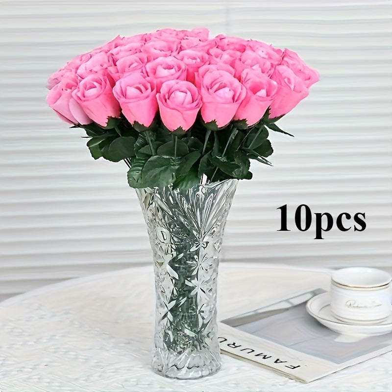 10pcs of Simulated Rose Bouquets, Realistic Fake Rose Arrangements, Valentine'S Day Gifts, Home Decorations for Valentine'S Day, Proposals, Wedding Rooms, Wedding Decor Items, Beauty Room Decorations, Home Decor