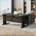 63 Inch Executive Desk With Integrated Cabinet Gray
