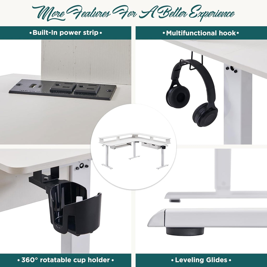 60 Inch Elevated Electric Standing Desk Dark Walnut