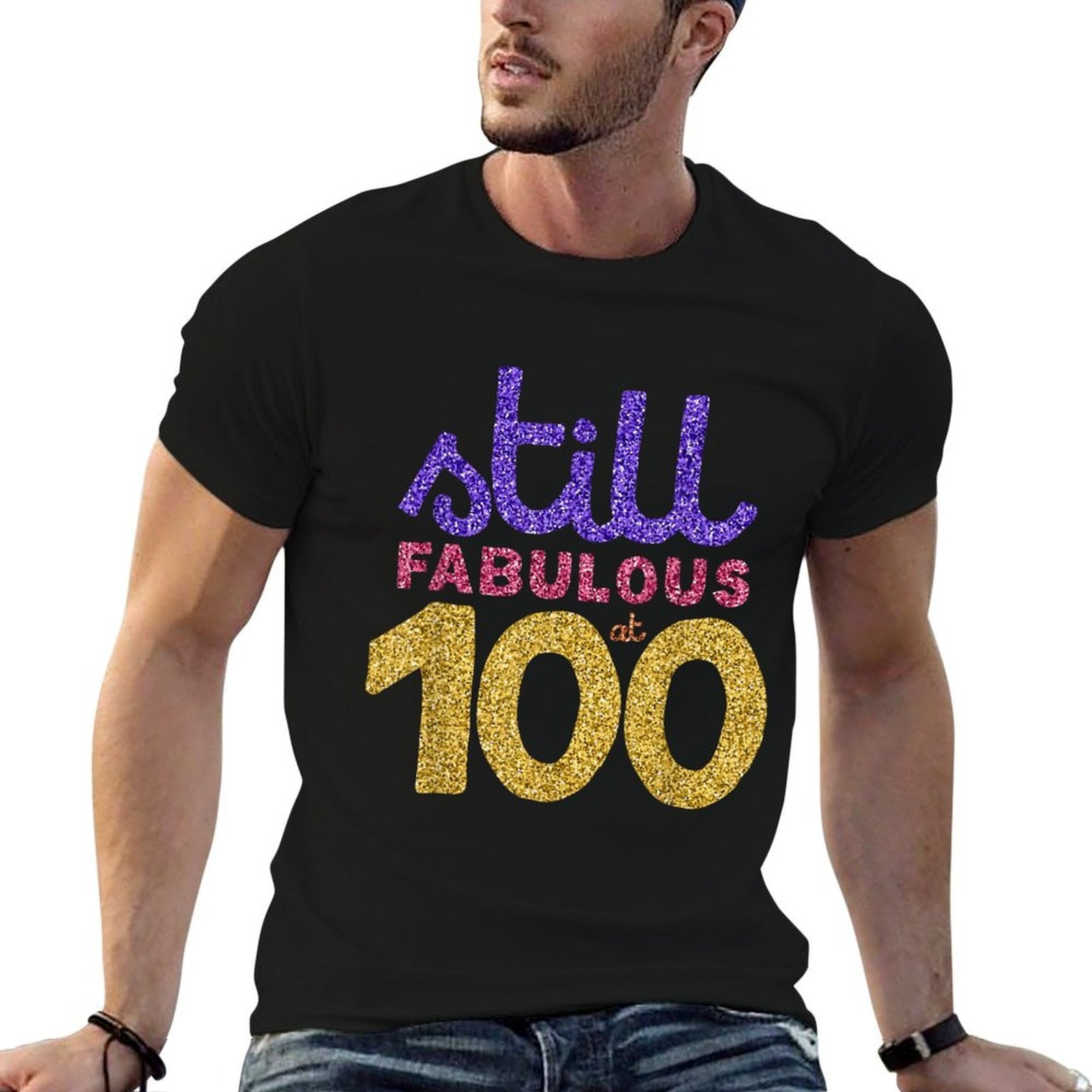 100th Birthday Funny 100 Year Old Gift Men Women  Rolled Sleeves T-Shirt