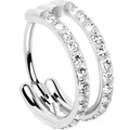 20G Double Row Micro Gem Implant Grade Titanium Hinged Double Hoop Nose Ring