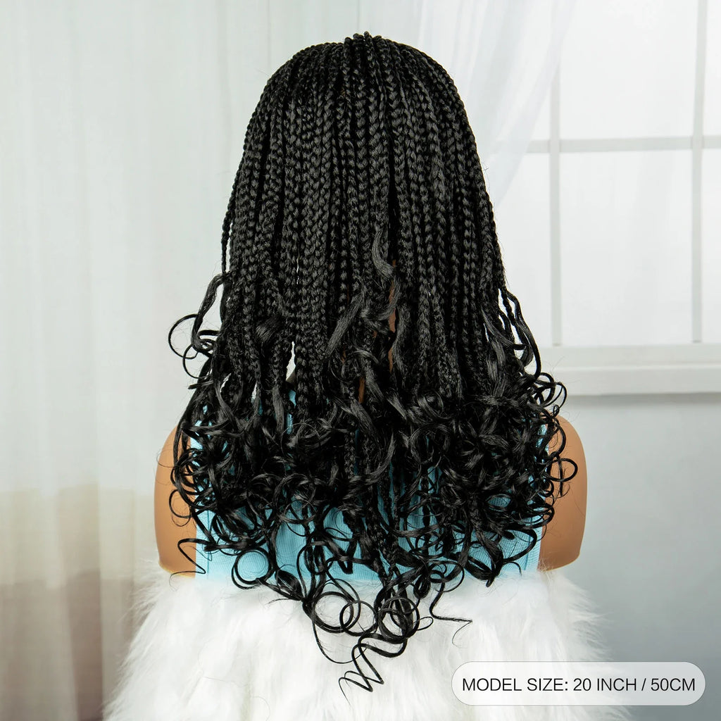 360° Full Lace Knotless Braids Wig with Wavy Ends | Baby Hair