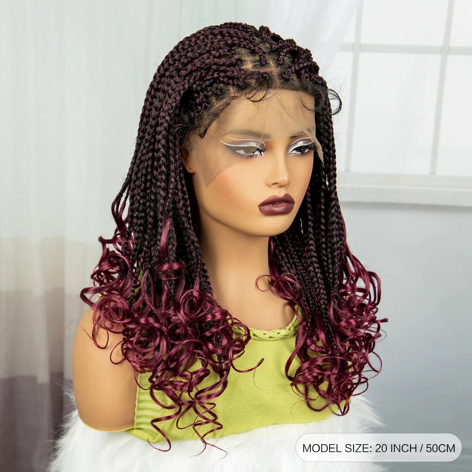 360° Full Lace Knotless Braids Wig with Wavy Ends | Baby Hair