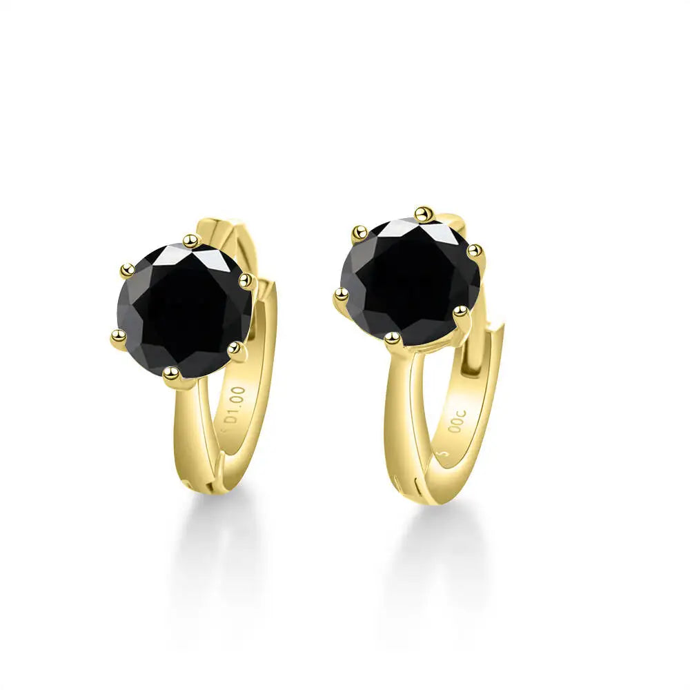 925 Sterling Silver Moissanite Clip-On Earrings Round Six-Prong White Gold