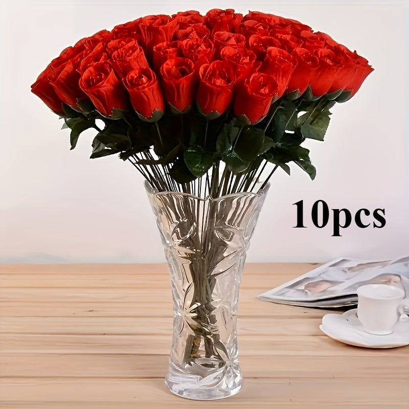 10pcs of Simulated Rose Bouquets, Realistic Fake Rose Arrangements, Valentine'S Day Gifts, Home Decorations for Valentine'S Day, Proposals, Wedding Rooms, Wedding Decor Items, Beauty Room Decorations, Home Decor